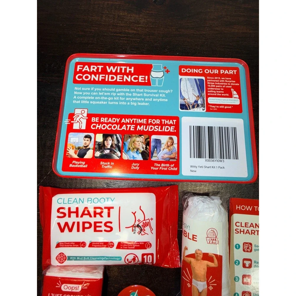 Witty Yeti Shart Survival‎ Kit Gag Gift Emergency Prank Set Metal Tin